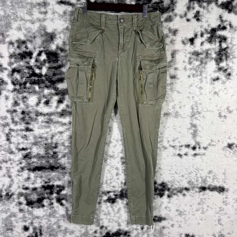 Polo Ralph Lauren Pants Womens Size 6 Green Cargo Zipper Skinny Army Paratrooper